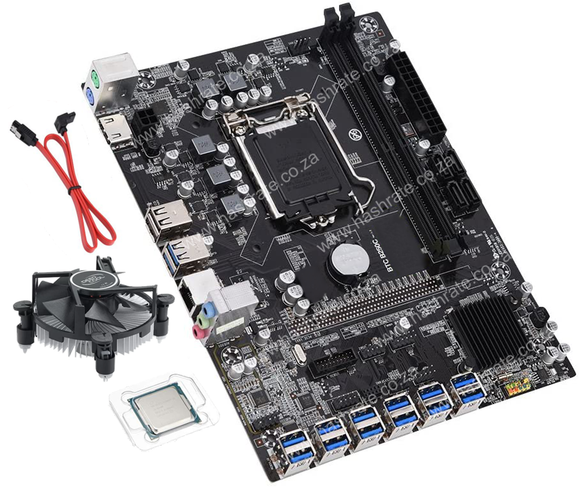 B250C-BTC 12 x PCIe Over USB + Intel Celeron G3930 CPU Combo