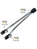 Miningod Premium 20cm PCI-E 8pin to Dual 8pin (6+2) Sleeved Y-Splitter Cable