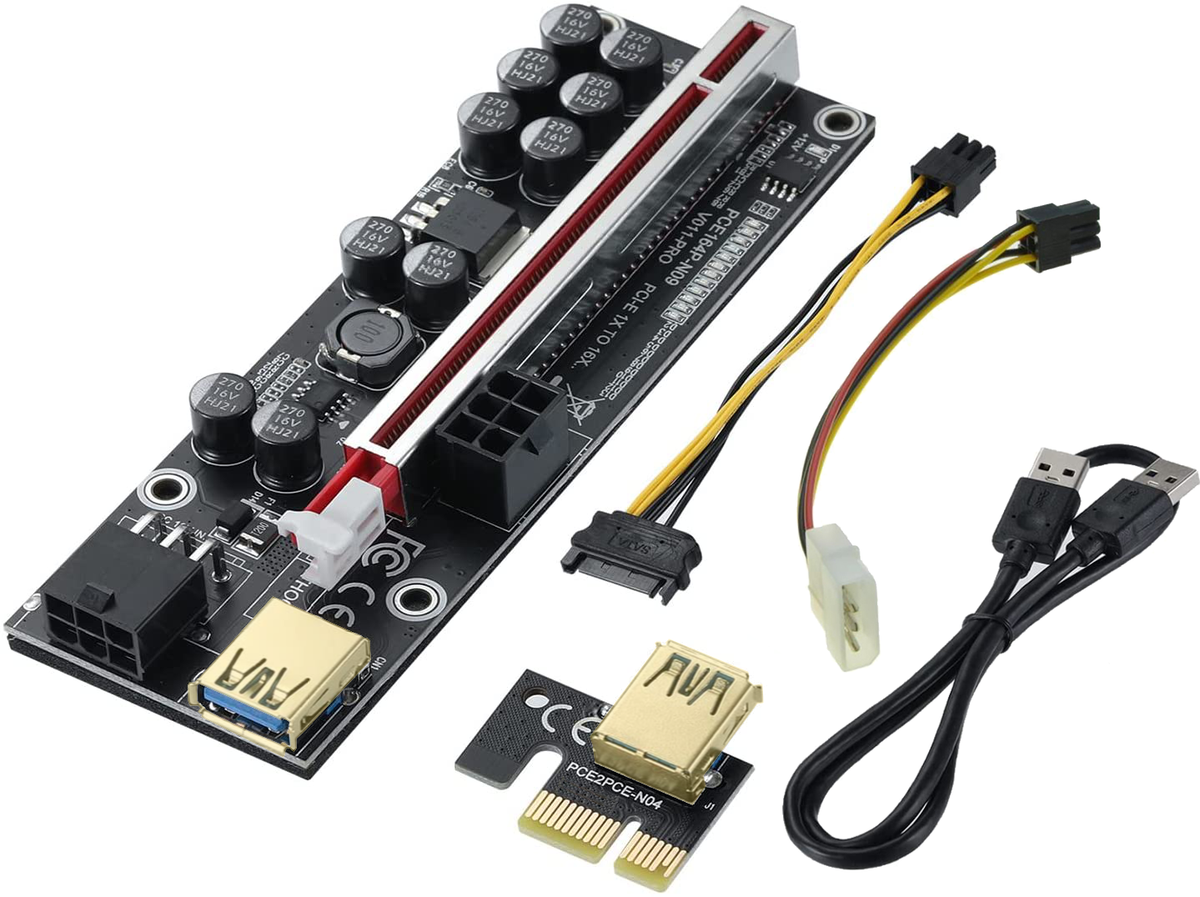 PCIe Riser Card VER011 PRO GE 12V 2 x 6PIN, 10x Solid Caps, 13x
