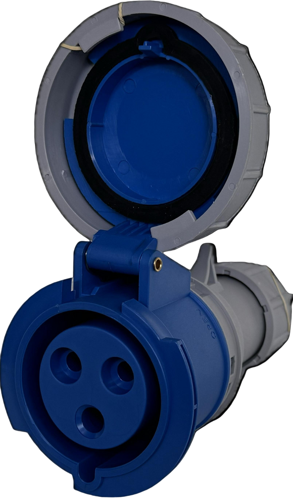 Blue electrical plug 32A crypto mining