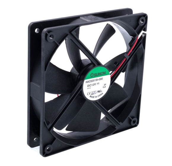 SUNON 120mm 12v Fan - 1600RPM, 55CFM, 29.6dBA