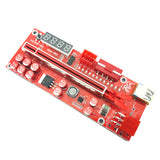 PCIe Riser Card - VER014 PRO - 12V - 2 x 6PIN + 4PIN, 10x Solid Caps, 12x LED, LCD Temperature Display