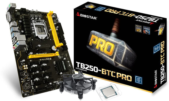 Biostar 12 x PCIe TB250-BTC PRO + Intel i5 6500T Combo