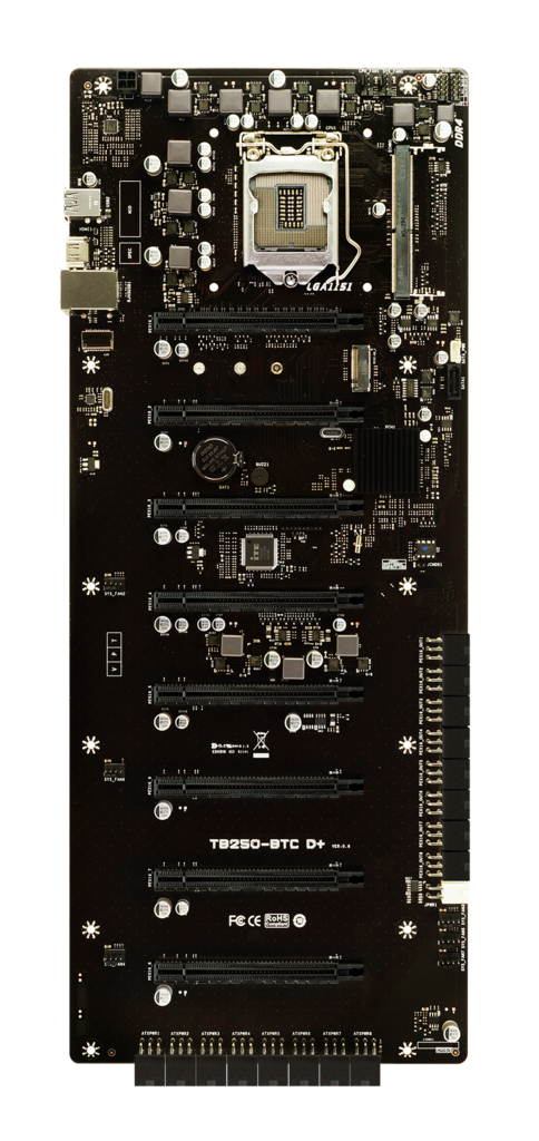 Biostar 8 x PCIe TB250-BTC D+ Riserless Mining Motherboard