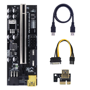 PCIe Riser Card - VER010S PLUS - 12V - 2 x 6PIN + 4PIN, 8x Solid Caps, 9x LED